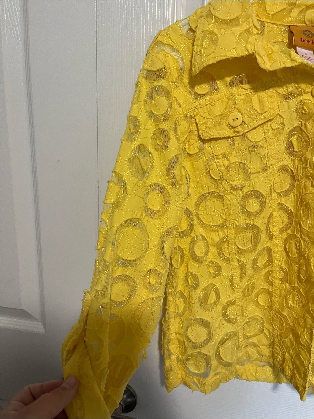 Ruby Rd. Girls' Sunny Yellow Textured Button-Front Top - Picture 5 of 8